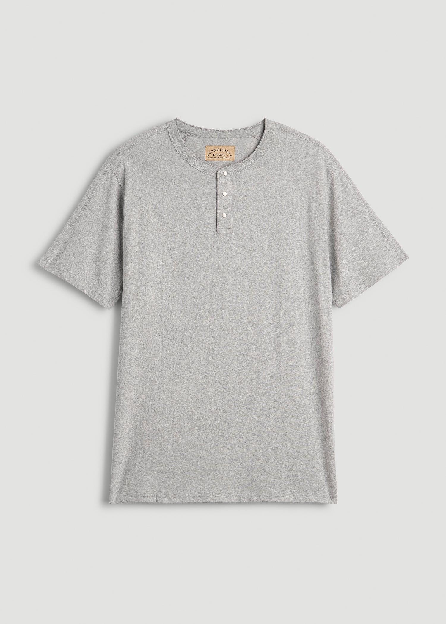 LJ&S REGULAR-FIT Jersey Henley Tee for Tall Men in Heathered Grey Male Product Image