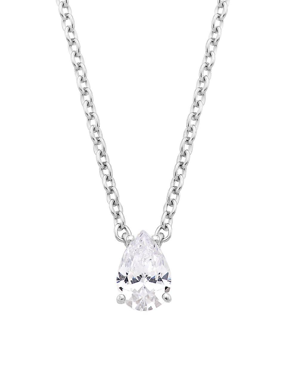 Womens Modern Love Sterling Silver & Cubic Zirconia Teardrop Pendant Necklace Product Image