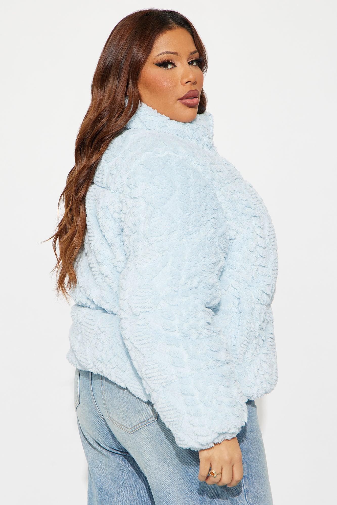 Cozy Dreams Sherpa Puffer Jacket - Light Blue Female Product Image