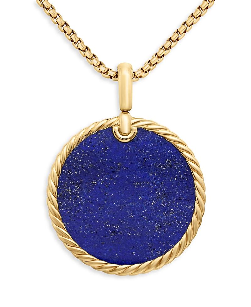 David Yurman Small Cable Disc Amulet in 18K Yellow Gold with Turquoise Product Image