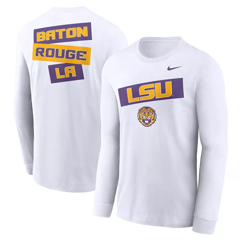 Men's Nike White LSU Tigers Two-Hit Classic Location Long Sleeve T-Shirt,  Product Image