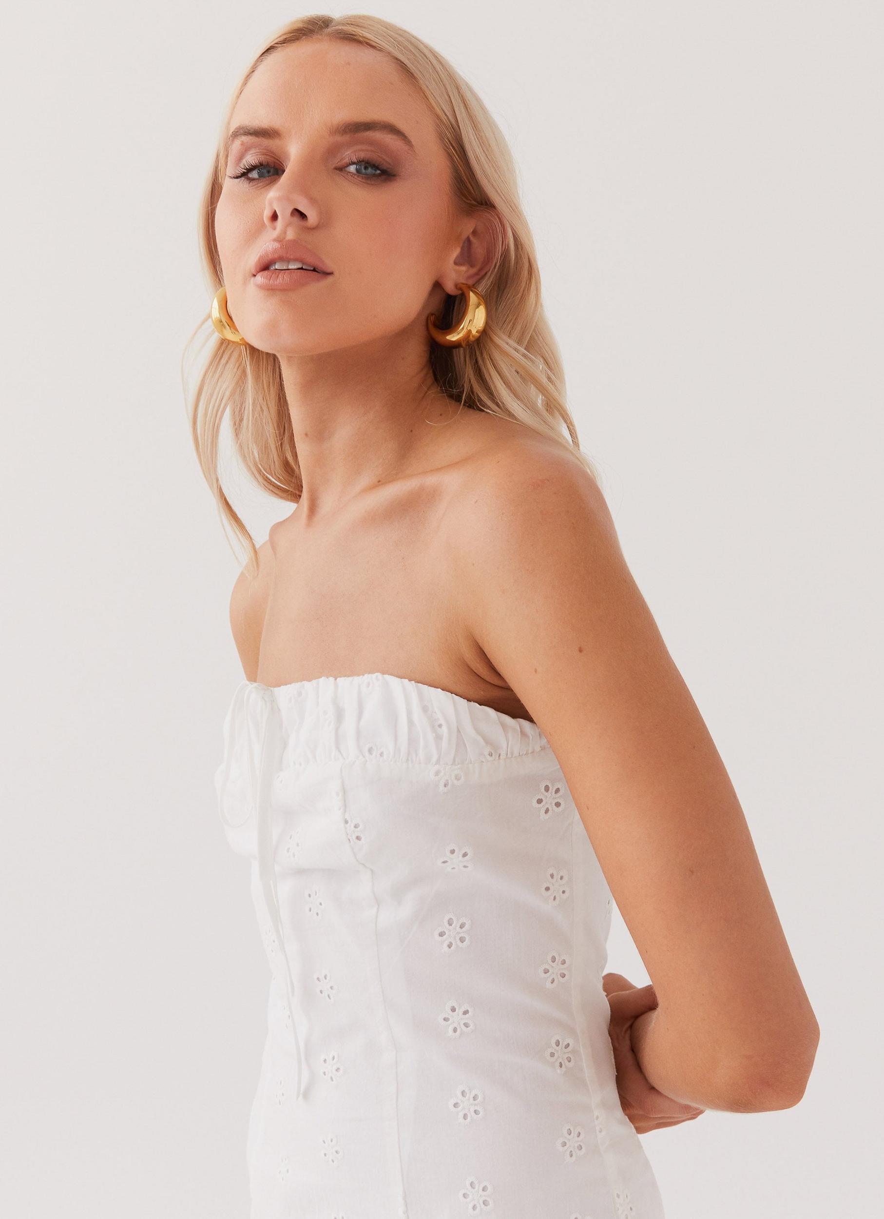 Bronwyn Broderie Mini Dress - White Product Image