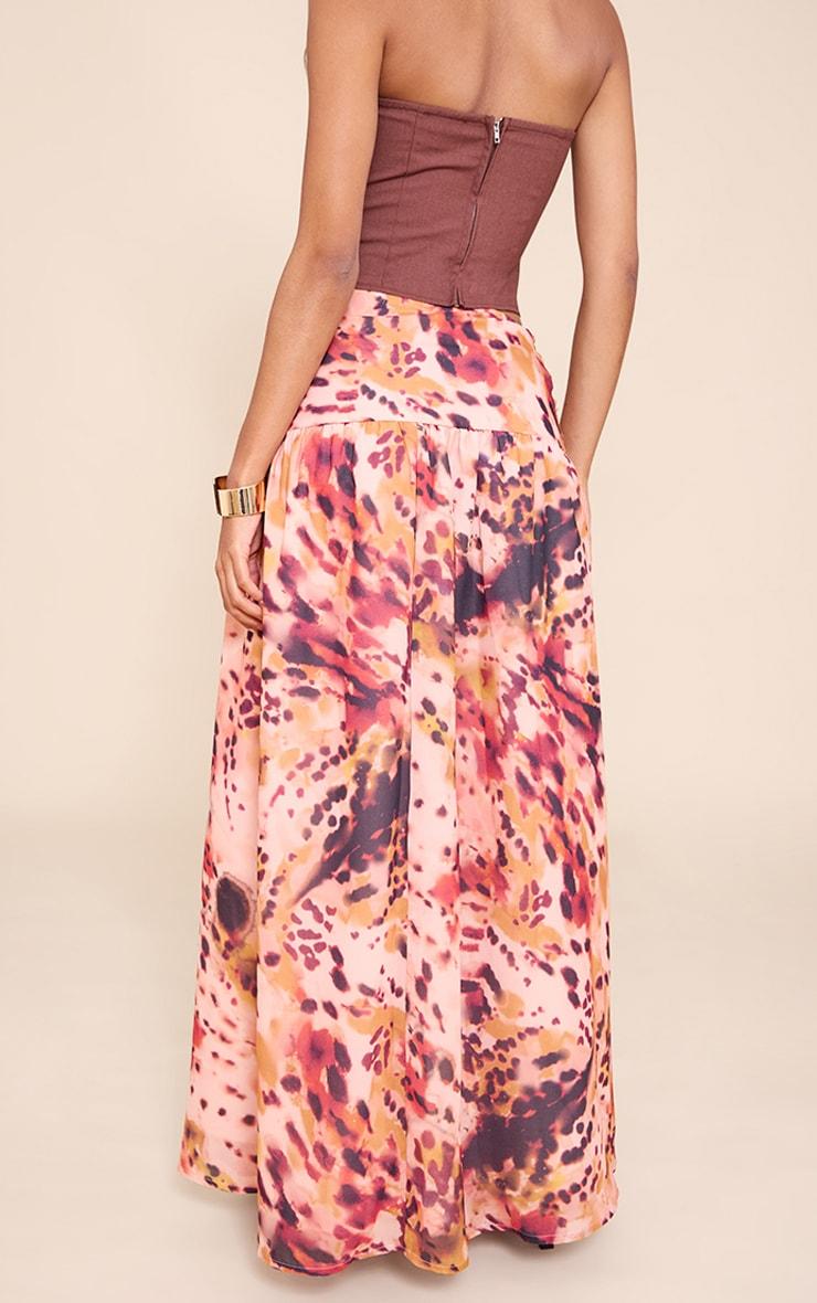 Multi Print Twist Front Thigh Split Maxi Skirt Product Image