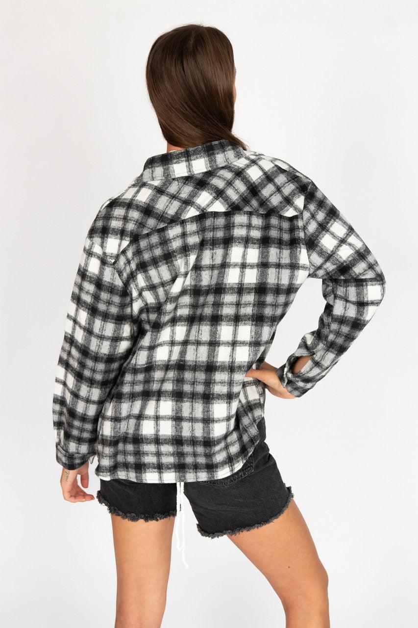 Black & Ivory Plaid Oversized Shacket Product Image