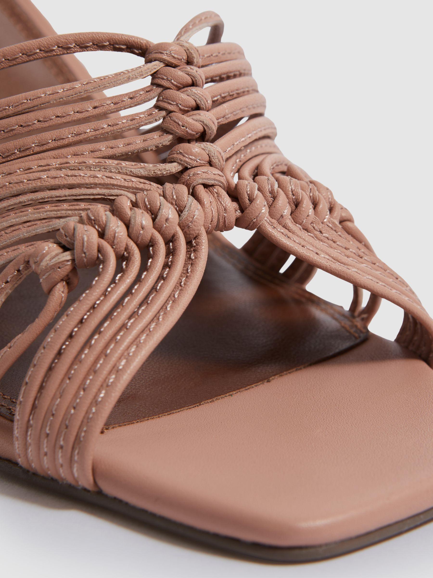 Leather Knot Detail Mules in Blush Product Image