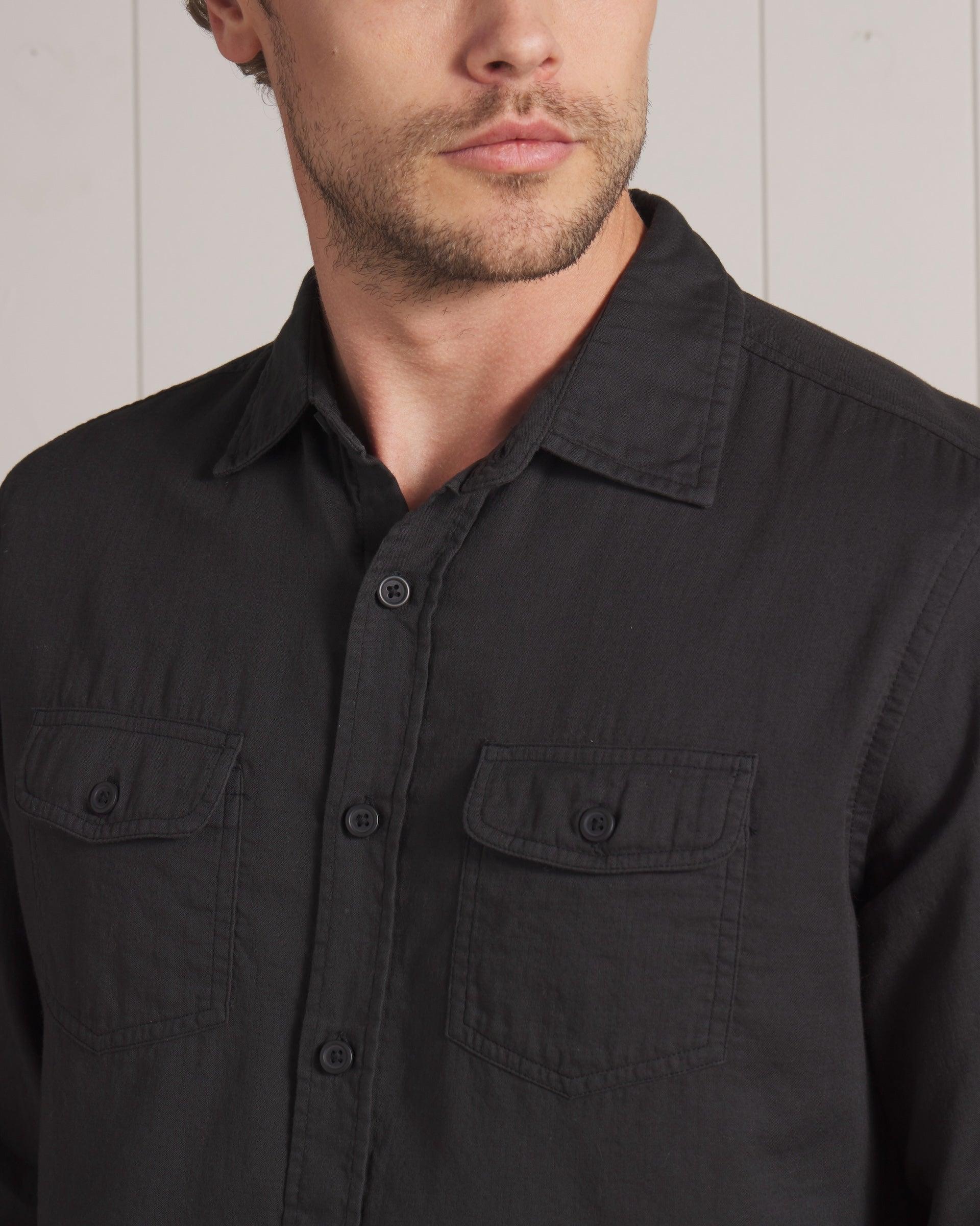 Brando Lightweight Double Cloth Shirt - Washed Black Product Image