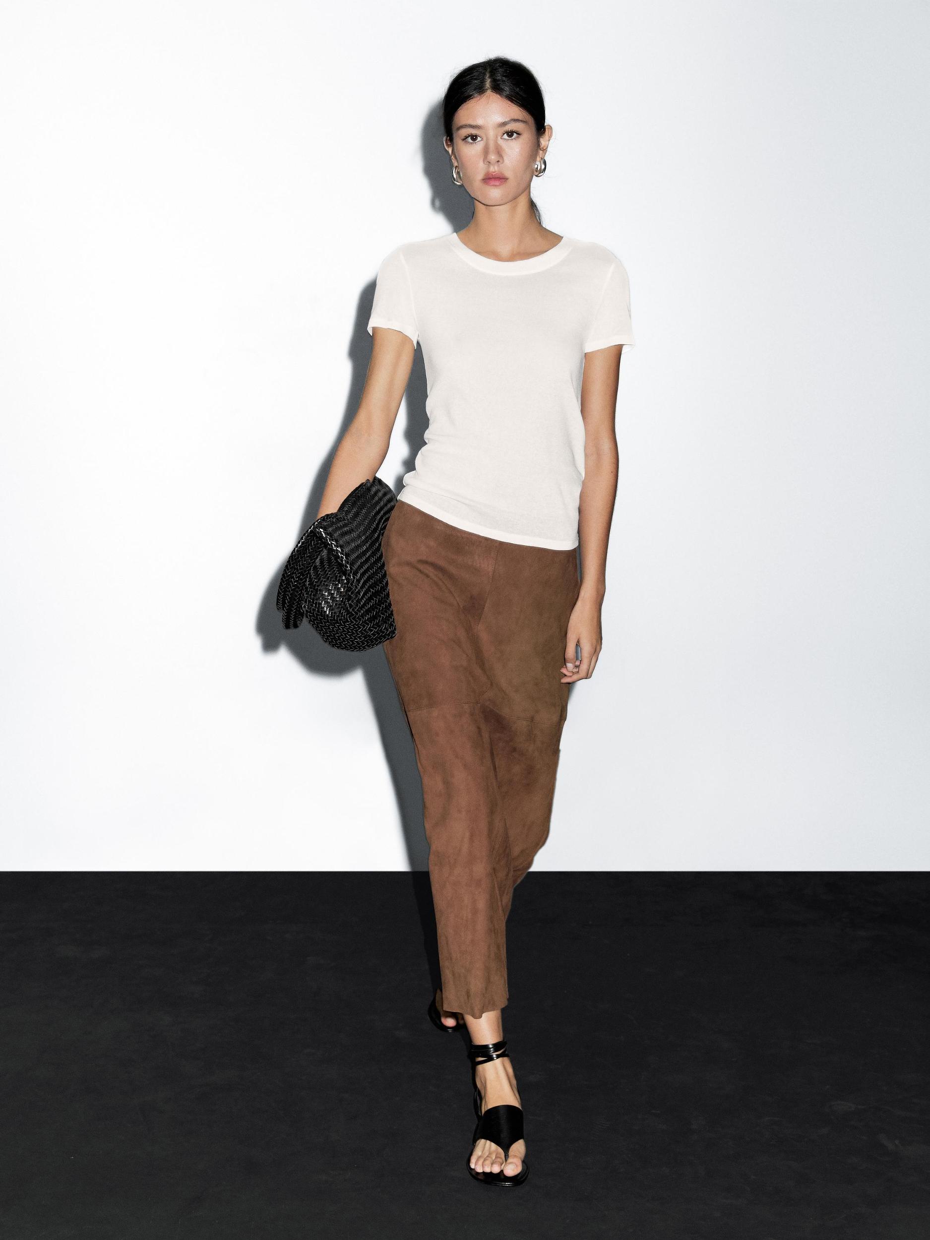 Textured crepe-effect cotton T-shirt Product Image