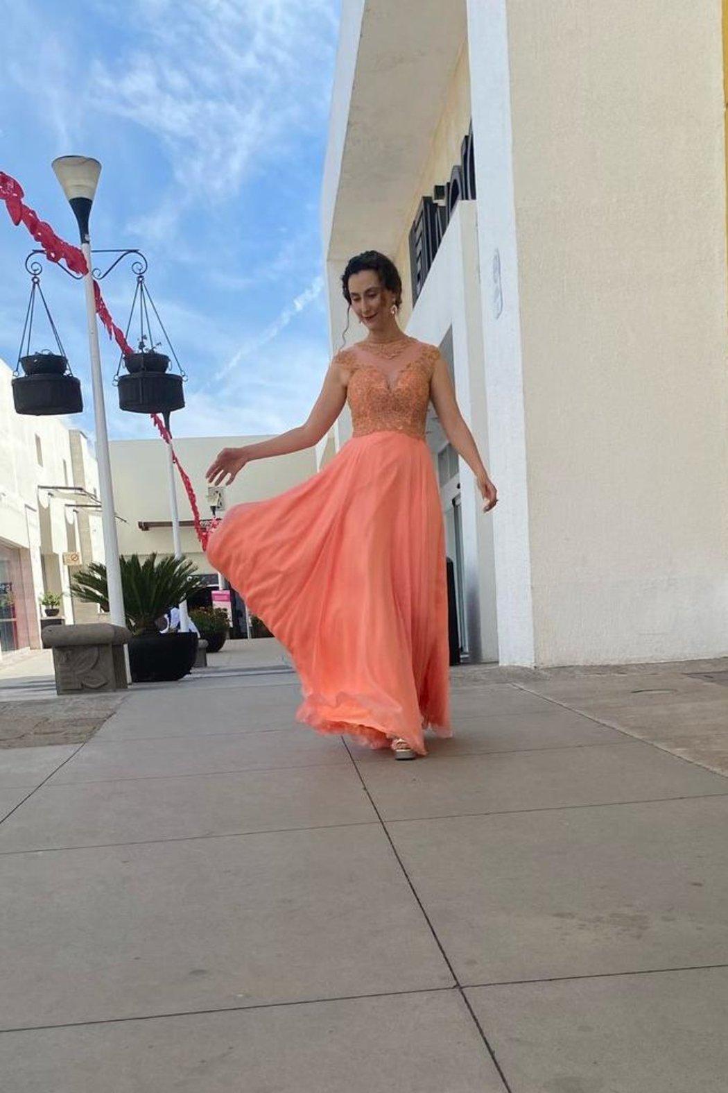 Coral Crystal Gala Dress Product Image