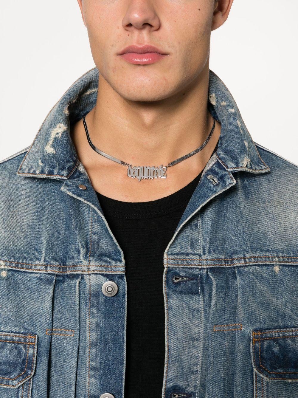 logo-lettering herringbone-chain necklace Product Image