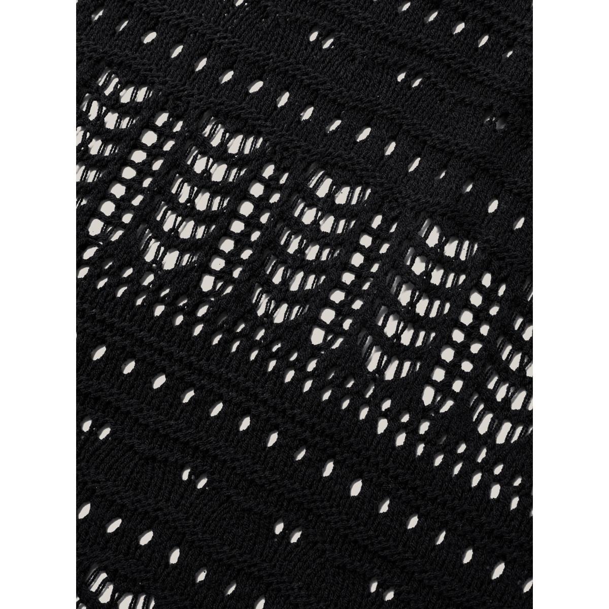 Plus Size Cut-Out Open Front Swim Cover-Up Women's Swimwear Black Resort Loose Cut-Out Curve Swim Cover Ups BloomChic 30/6X Product Image