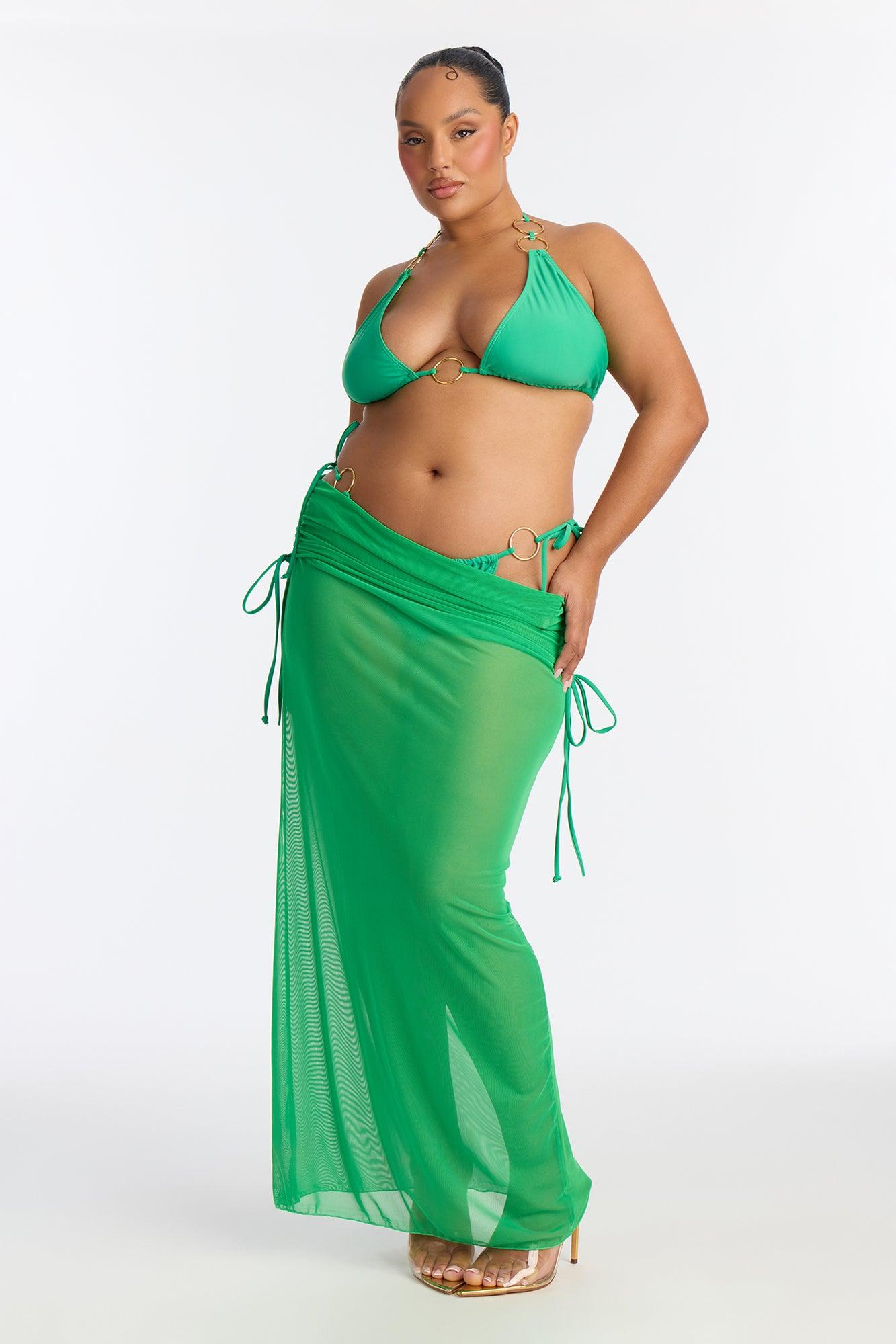 Ellie O Rings 3 Piece Bikini & Skirt Set - Green Female Product Image