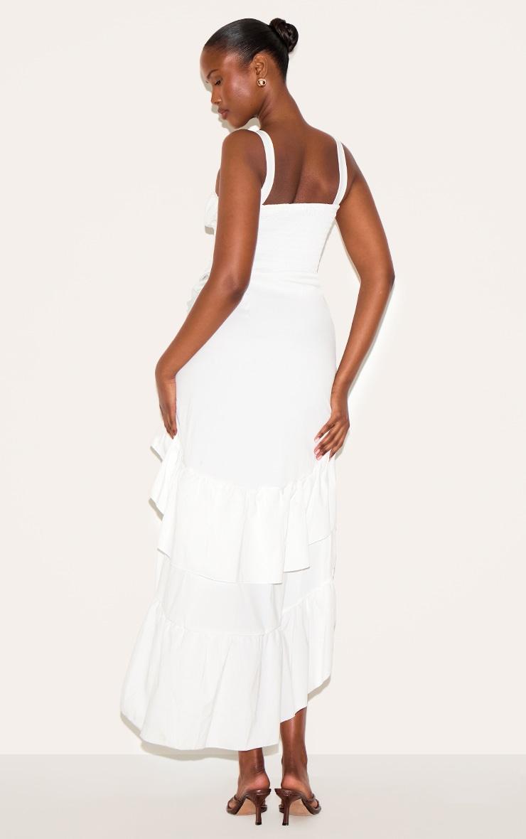 White Strappy Ruched Detail Maxi Dress Product Image