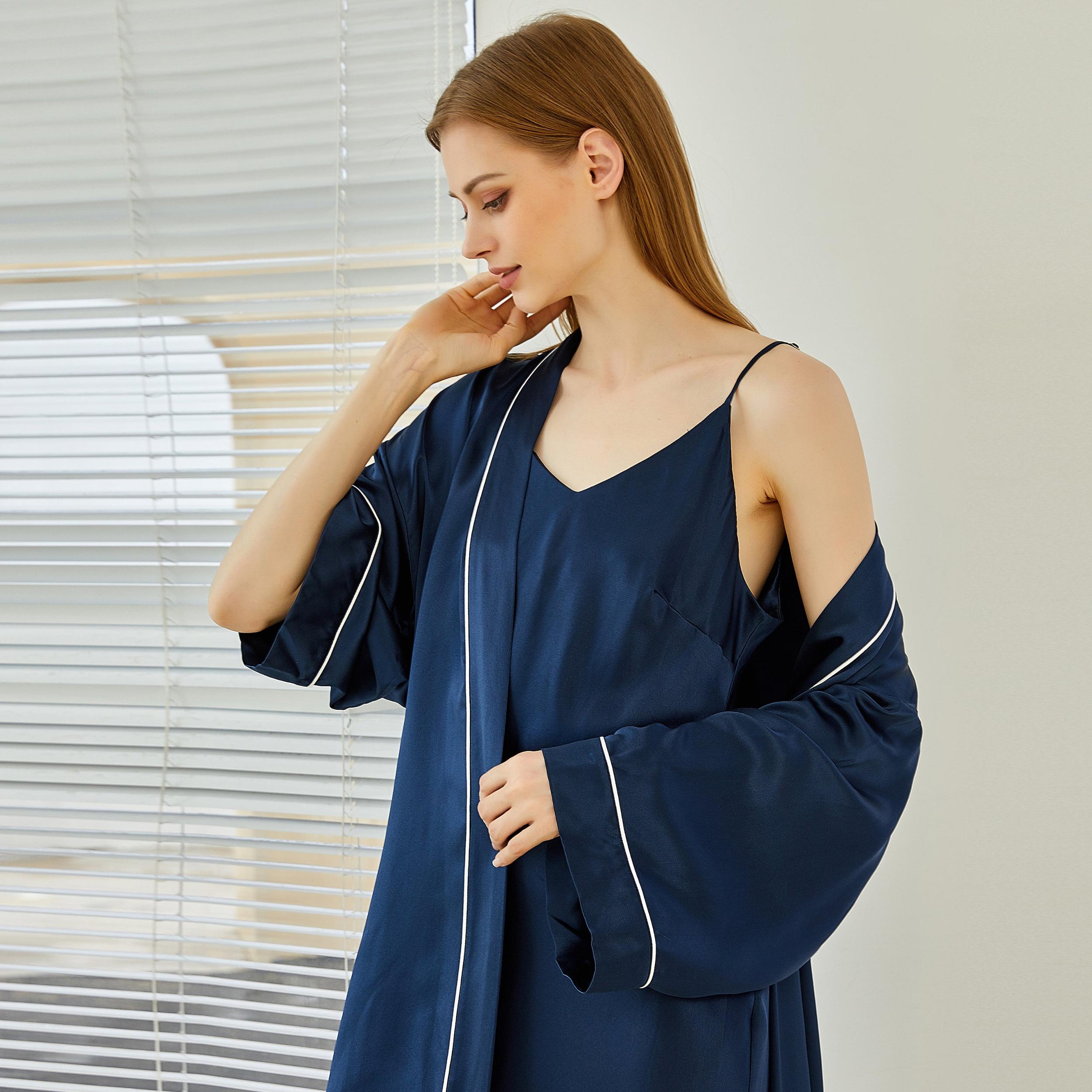 Gift Set | Pure Silk Baby Pink Kimono Robe & Slip Dress | 22 Momme | Float Collection Product Image