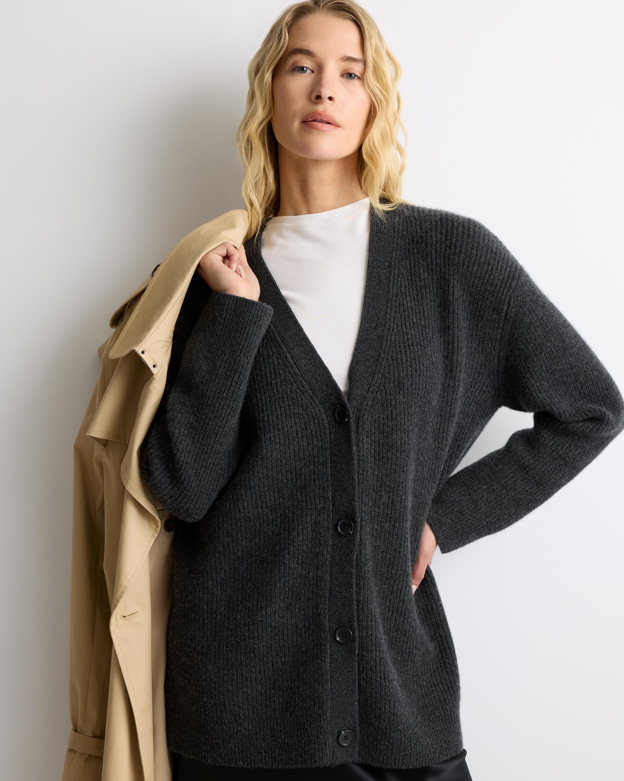 Quince | Women's Mongolian Cashmere Oversized Boyfriend Cardigan Sweater Size XL Product Image
