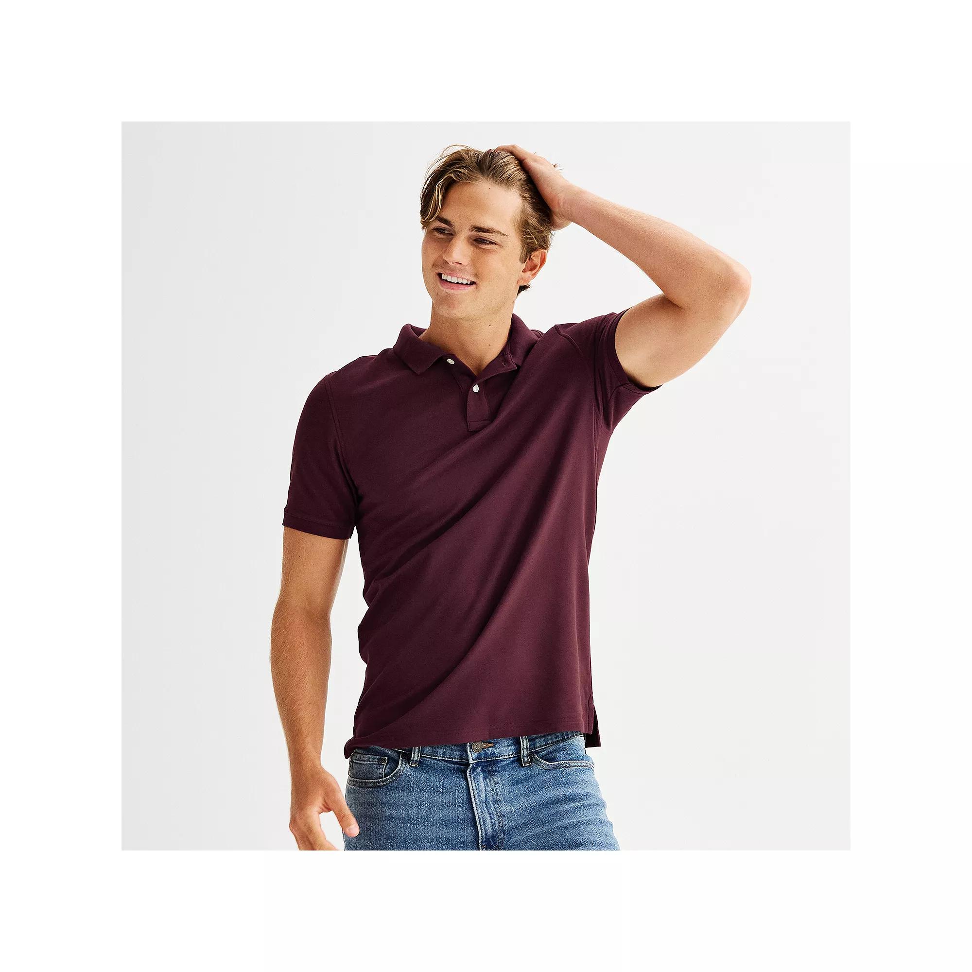 Men's Sonoma Goods For Life® Short Sleeve Pique Polo, Size: XXL, Black Black Product Image