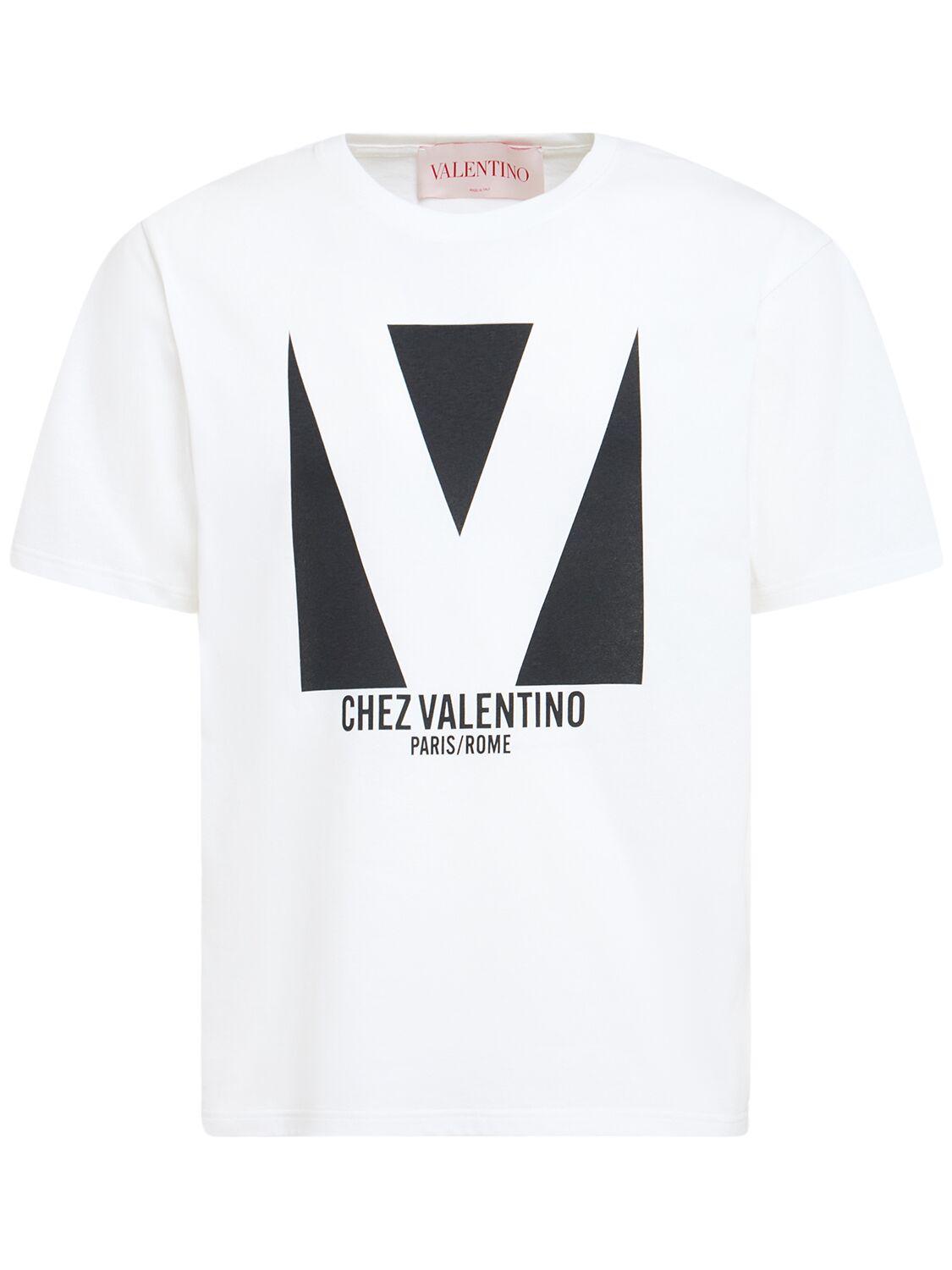VALENTINO Mens Avorio Logo-print Crew-neck Cotton-jersey T-shirt Product Image