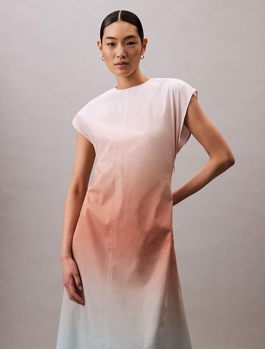 Printed Poplin Ombre Midi Dress Product Image