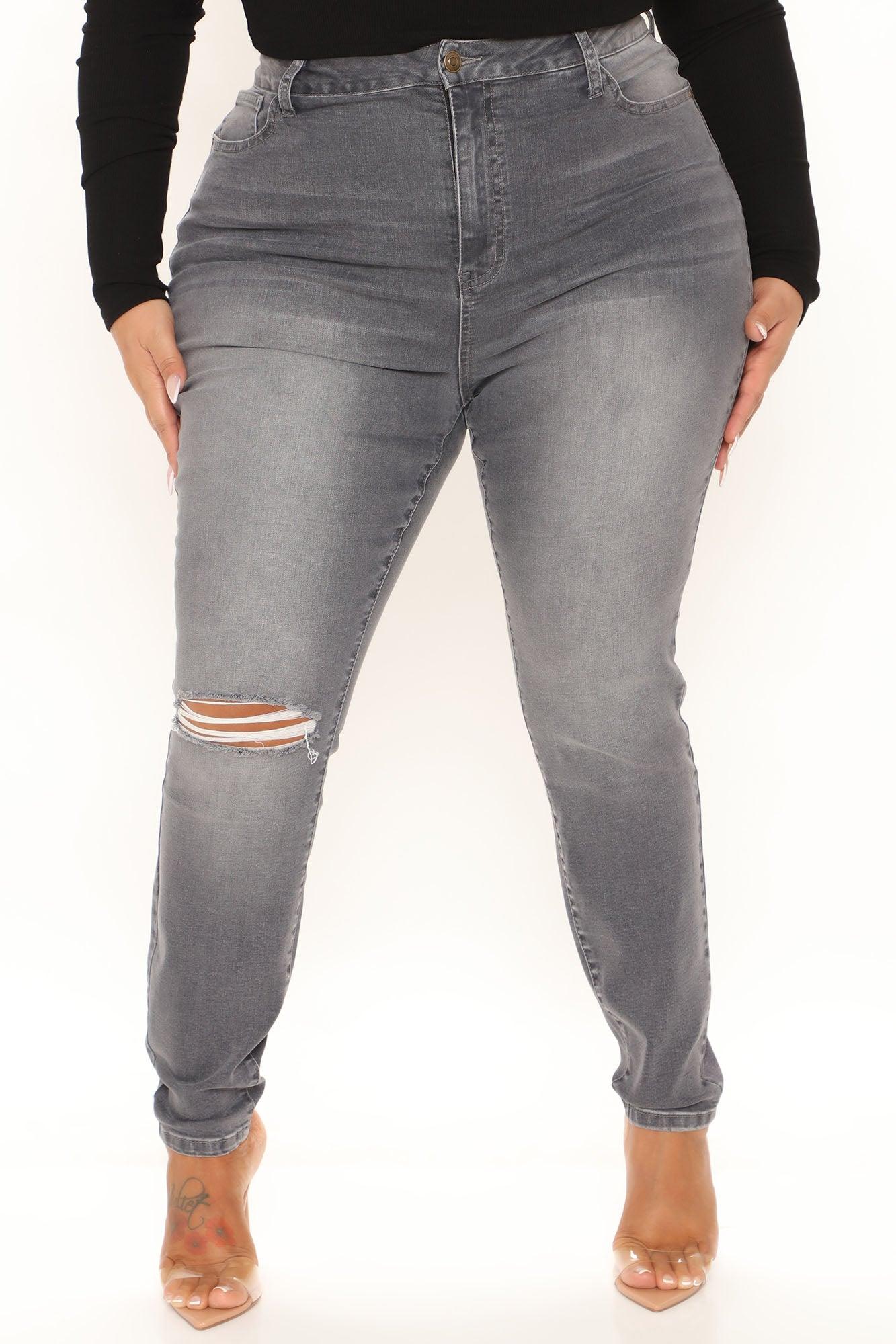 Going Out High Rise Stretch Skinny Jeans - Grey Product Image
