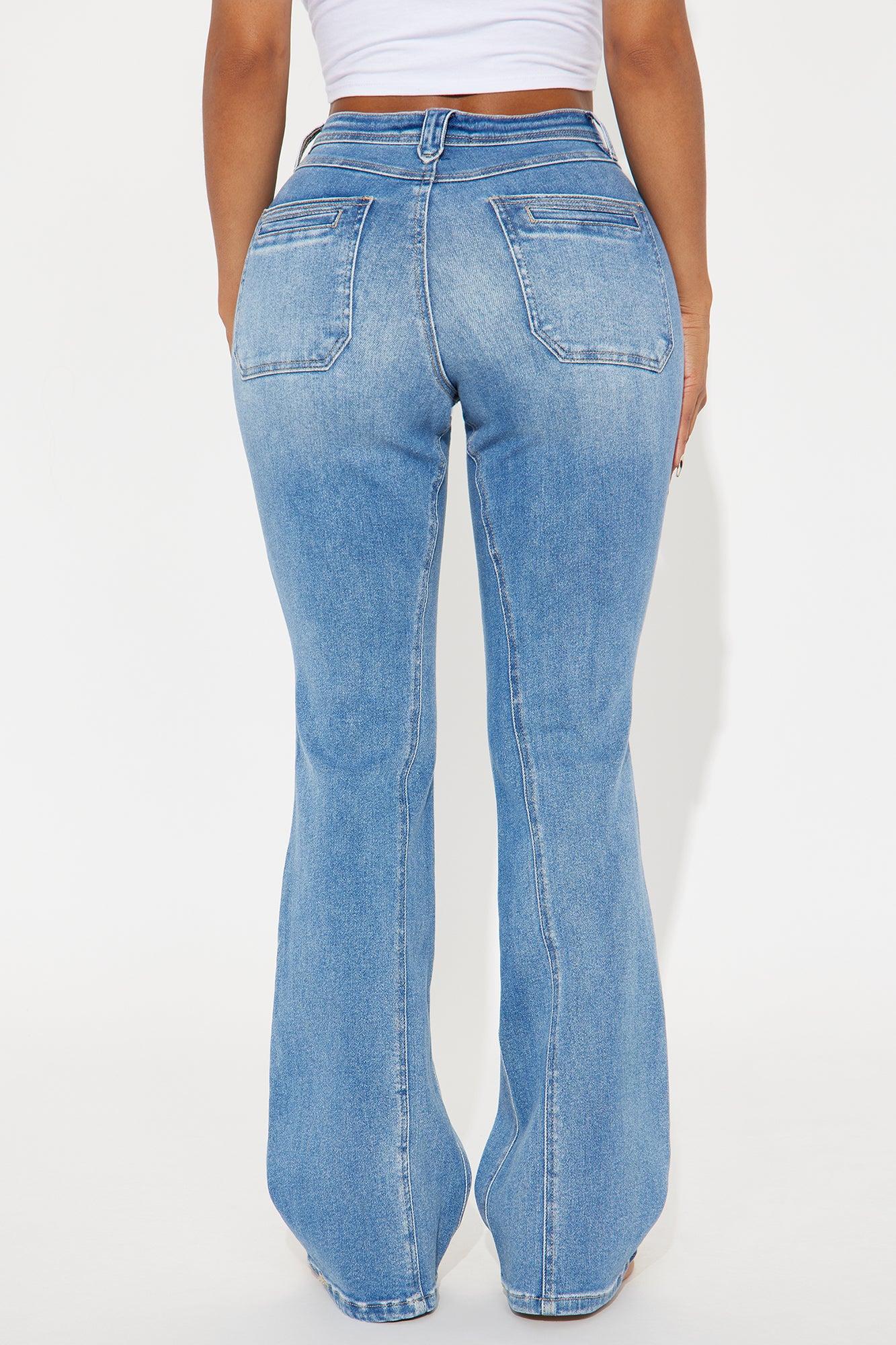 Giving Off Vibes Stretch Flare Jeans - Medium Wash Product Image