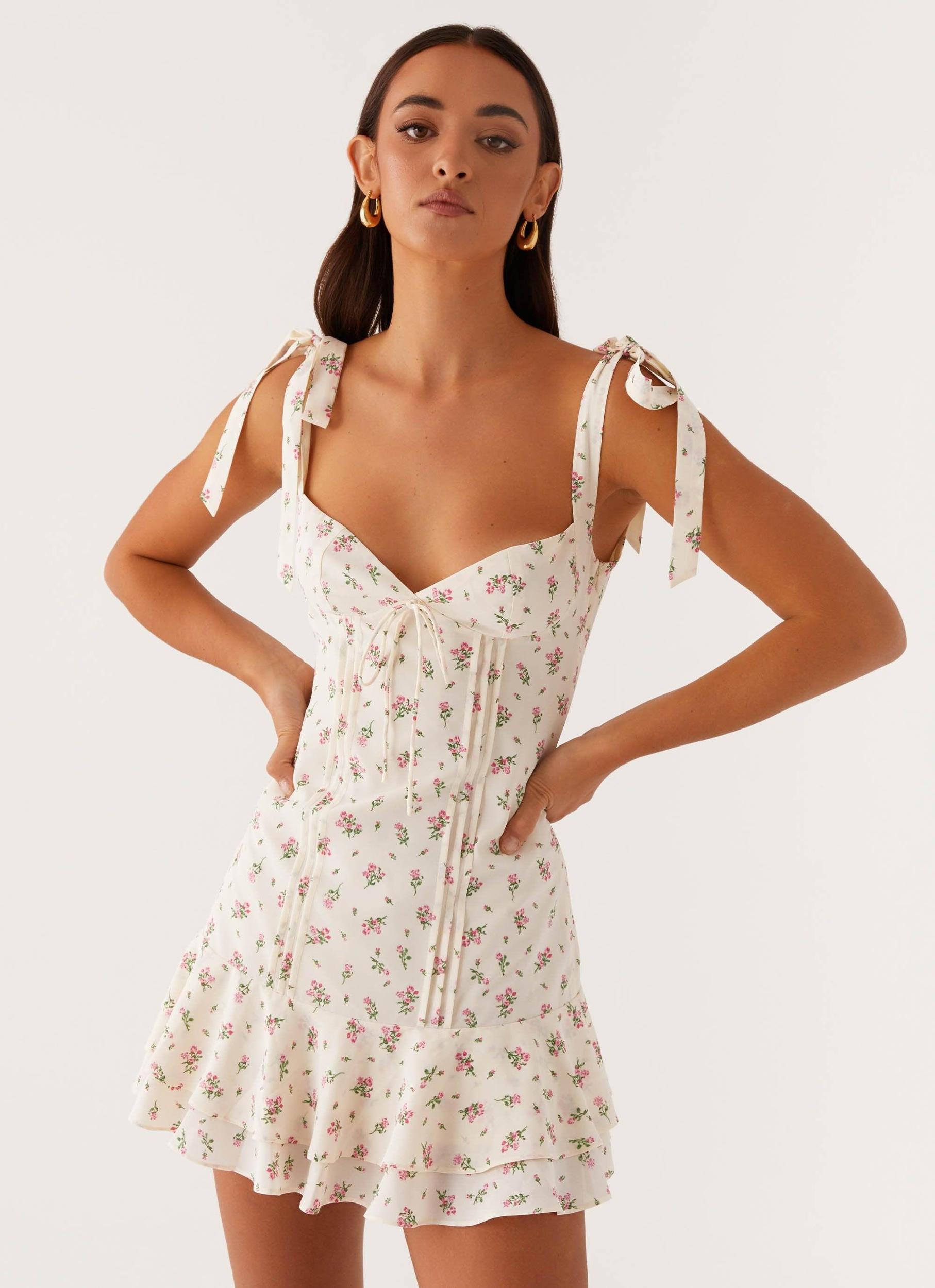 Tova Mini Dress - White Flower Product Image