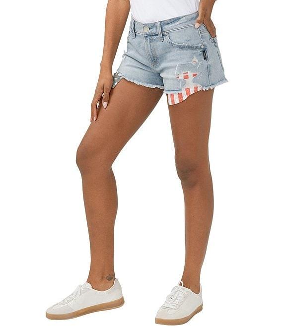 Silver Jeans Co. Americana Mid Rise Relaxed Fit Distressed Boyfriend Shorts Product Image
