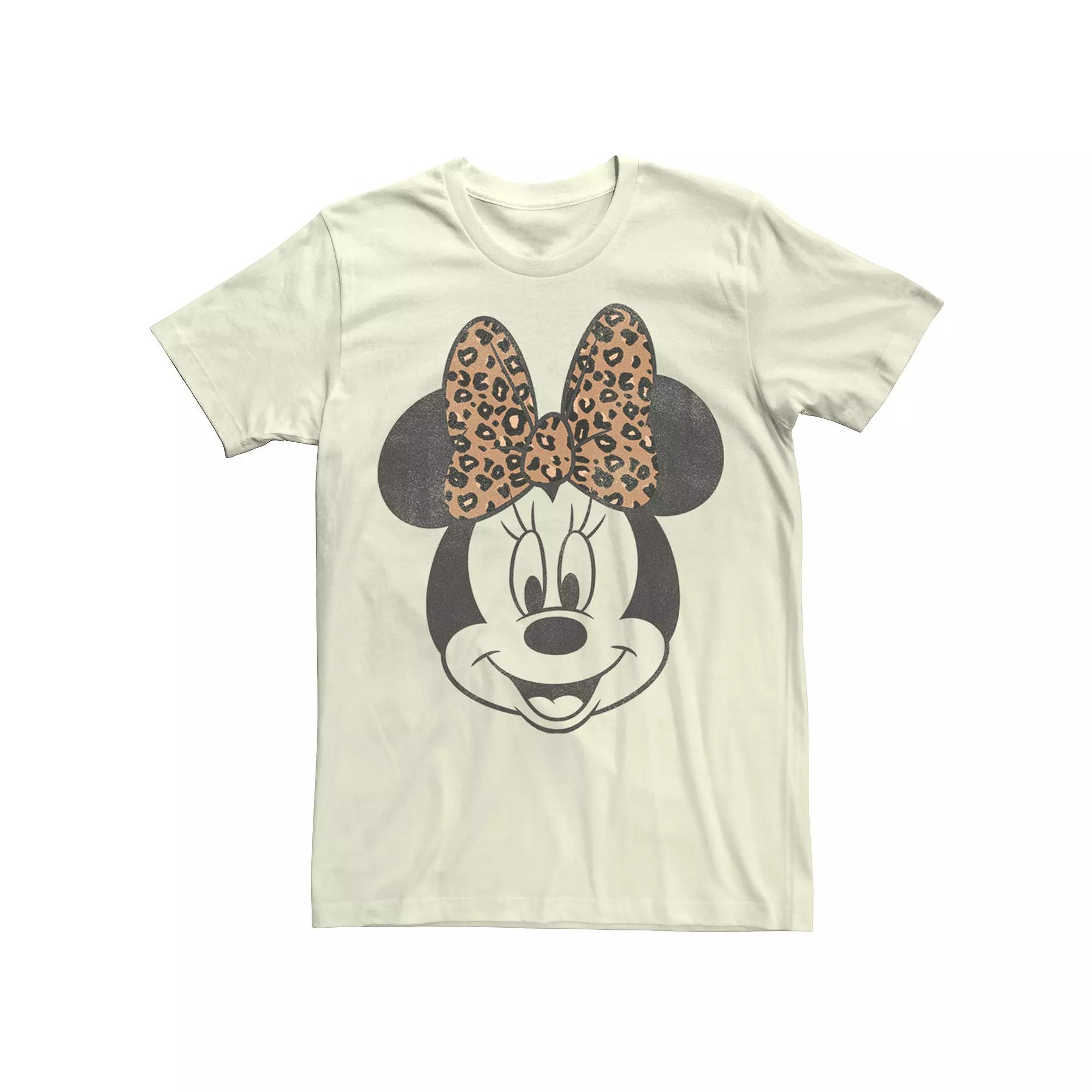 Disneys Minnie Mouse Mens Leapord Print Bow Portrait Tee Product Image