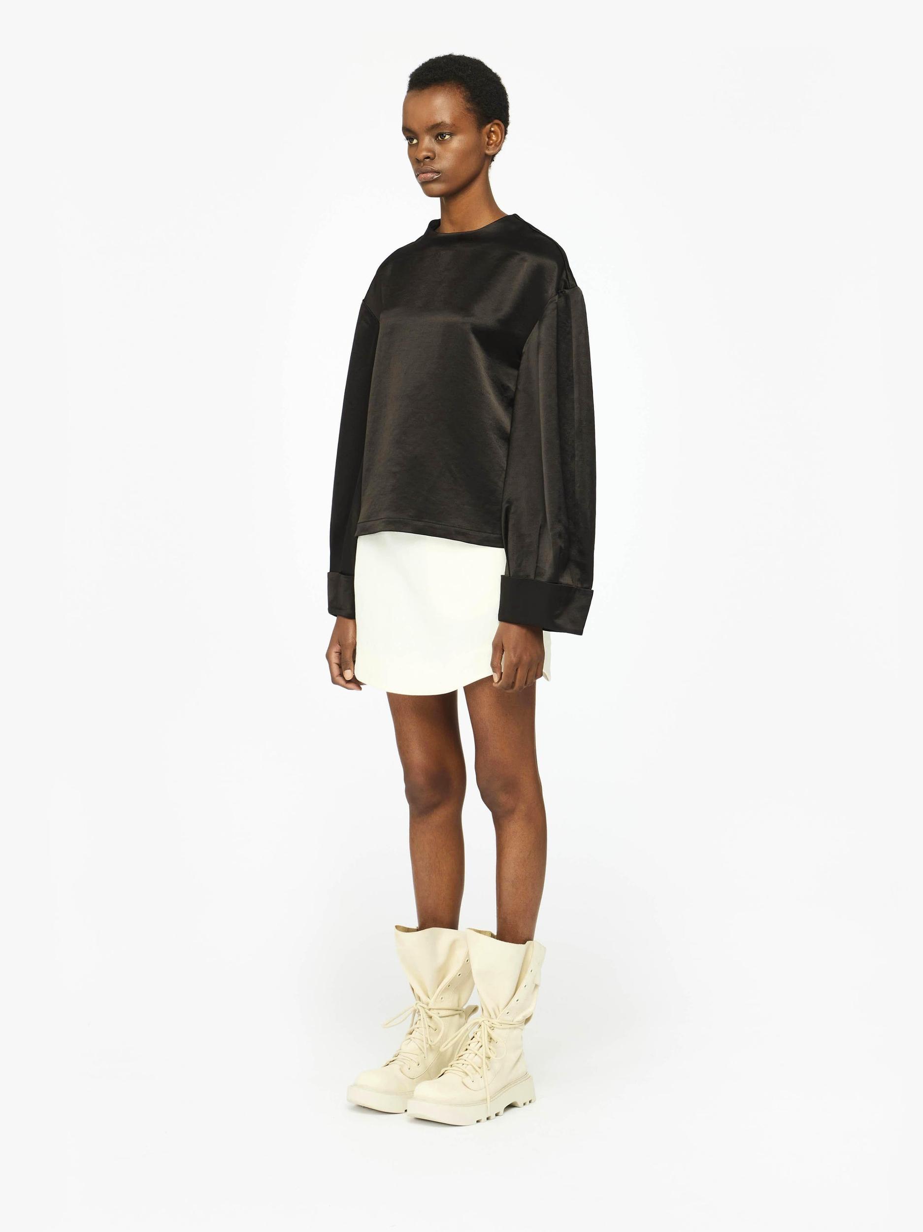 TWISTED SLEEVE SATIN TOP Product Image