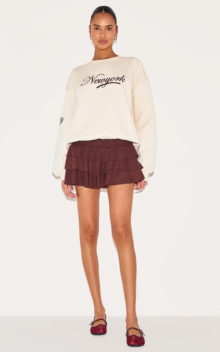 Chocolate Brushed Rib Rara Mini Skirt Product Image