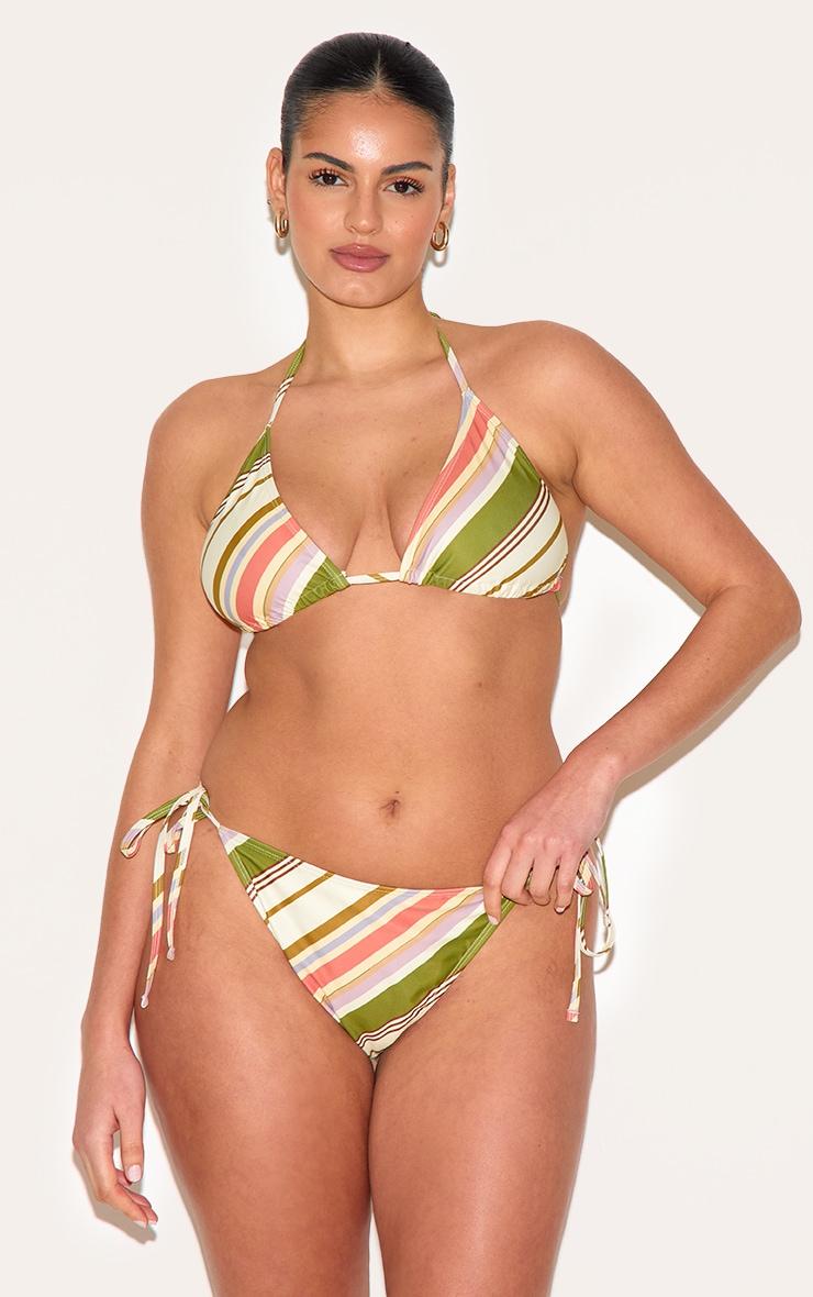 Plus Multi Diagonal Stripe Triangle Bikini Top Product Image
