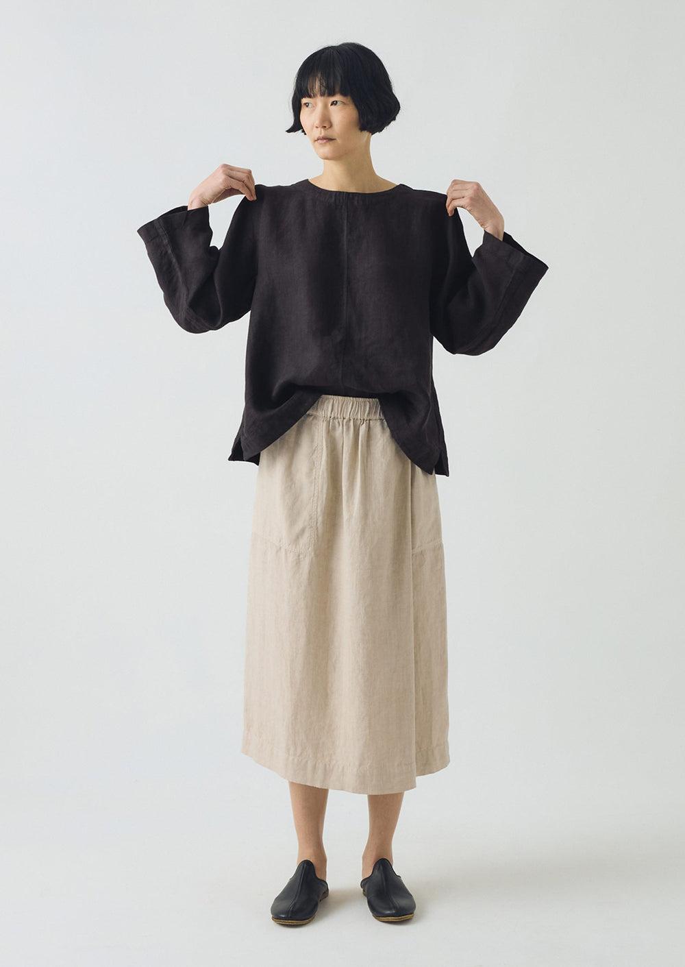 Garment Dyed Linen Wrap Skirt | Sand Product Image