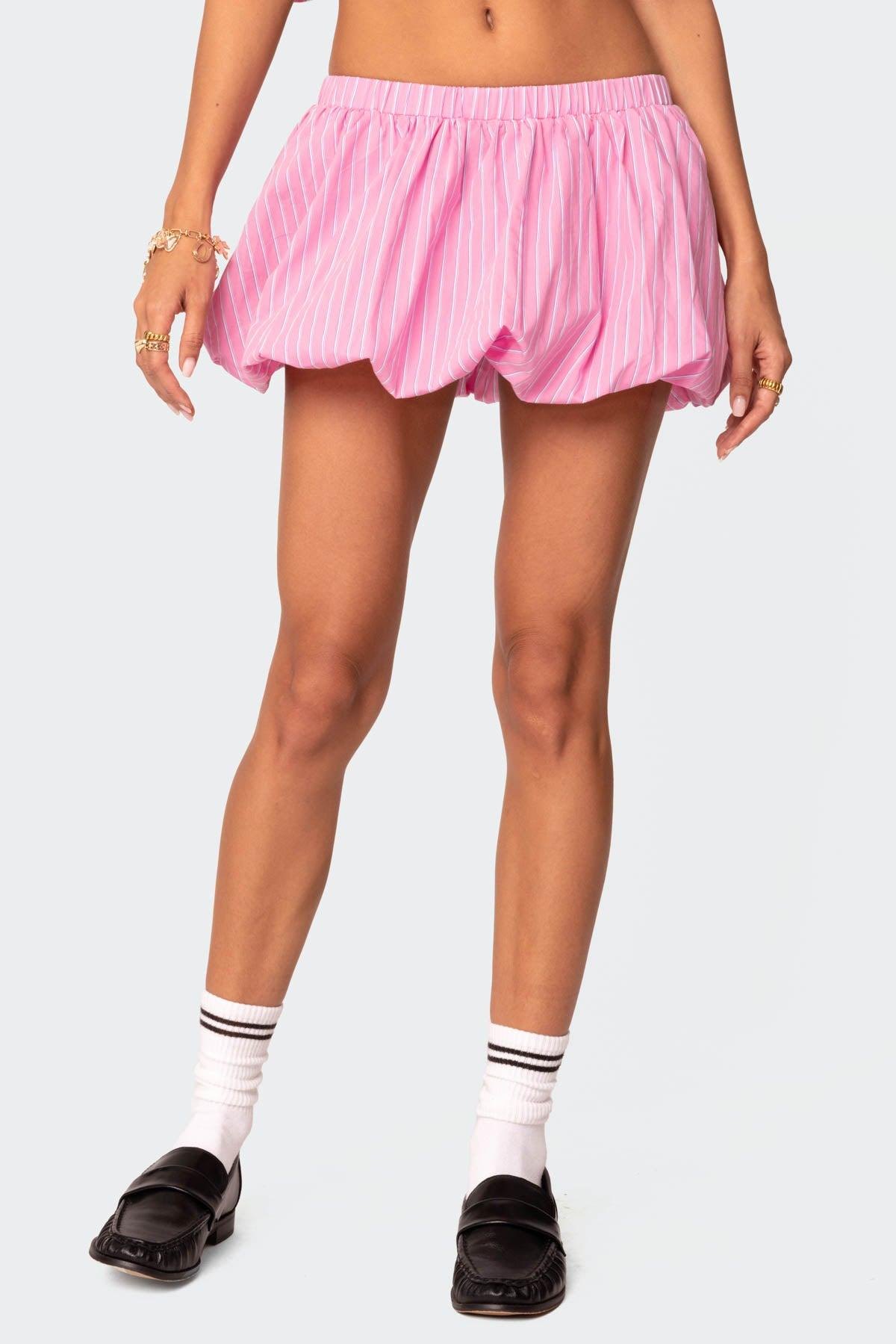 Hila Pinstripe Bubble Mini Skirt Product Image