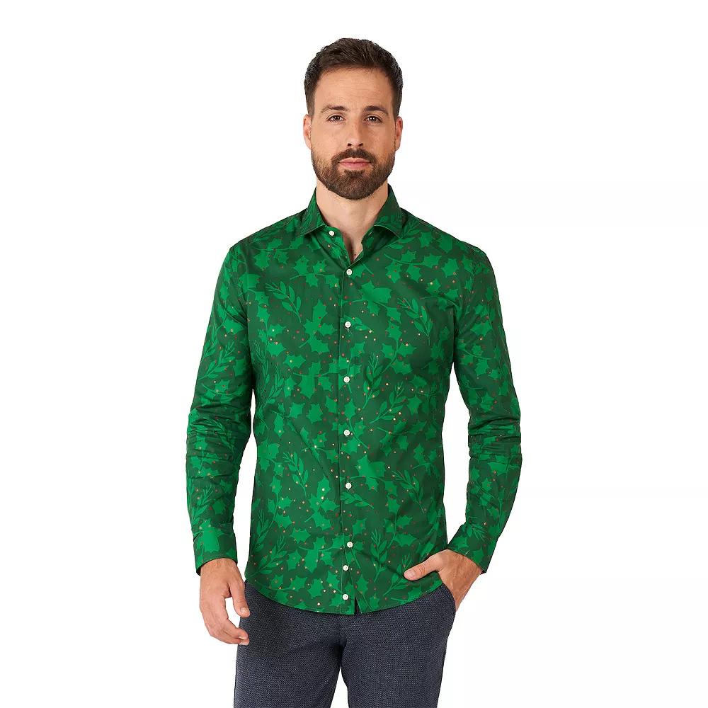 Men's OppoSuits Festivity Christmas Holly Button-Down Shirt,  Product Image