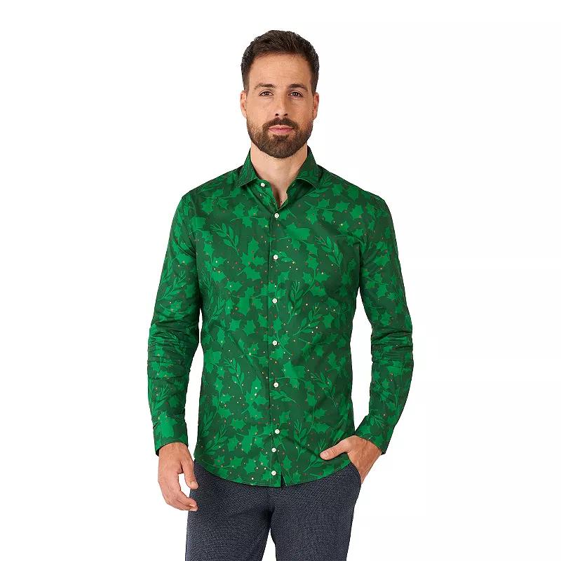 Men's OppoSuits Festivity Christmas Holly Button-Down Shirt,  Product Image