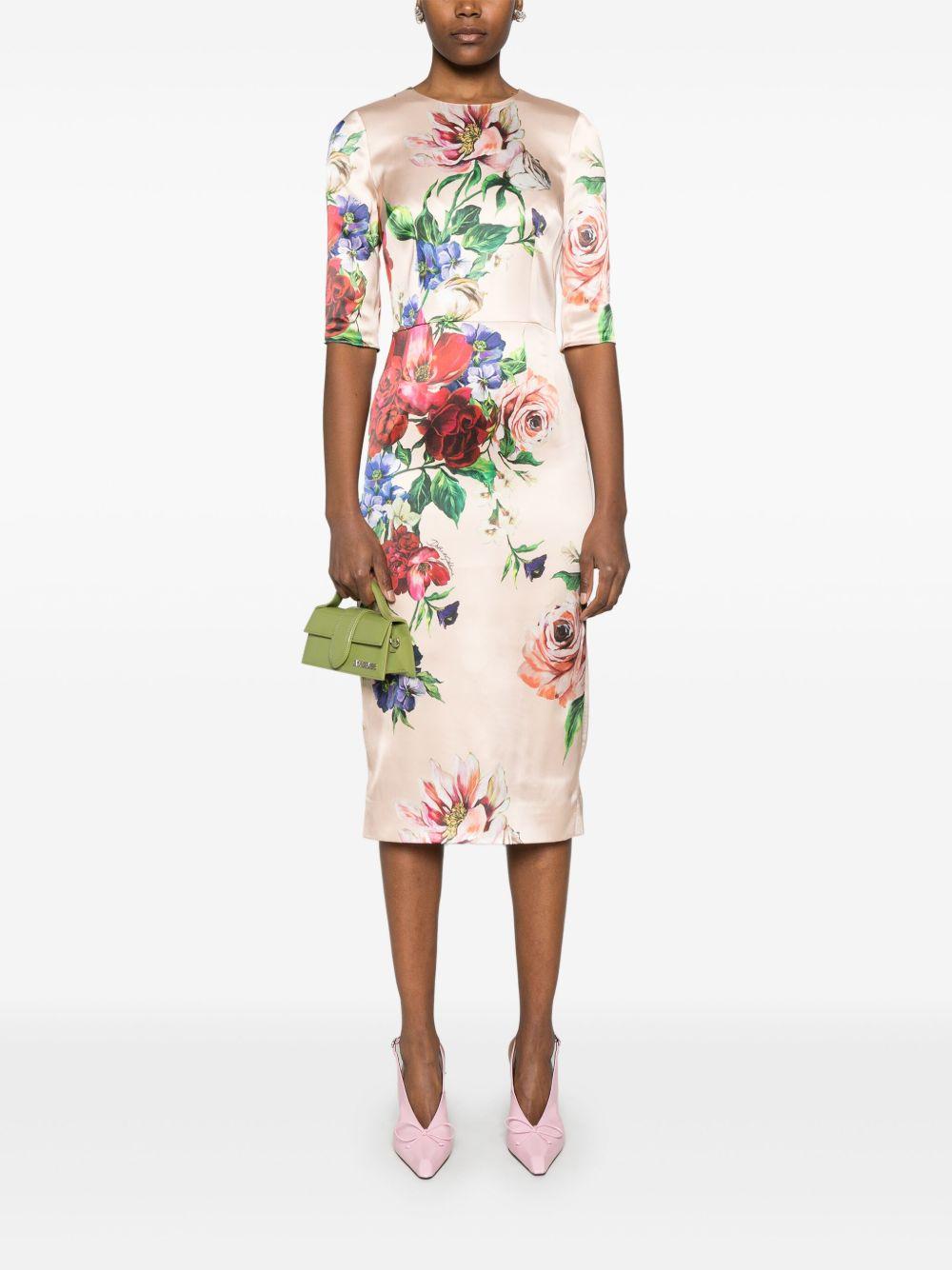 DOLCE & GABBANA Women Flower Print Midi Dress In Neutral Product Image