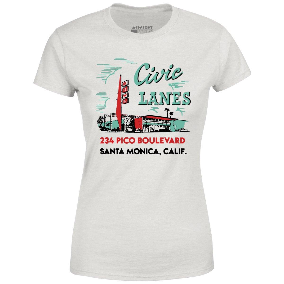 Civic Lanes - Santa Monica, CA - Vintage Bowling Alley - Women's T-Shirt Female Product Image
