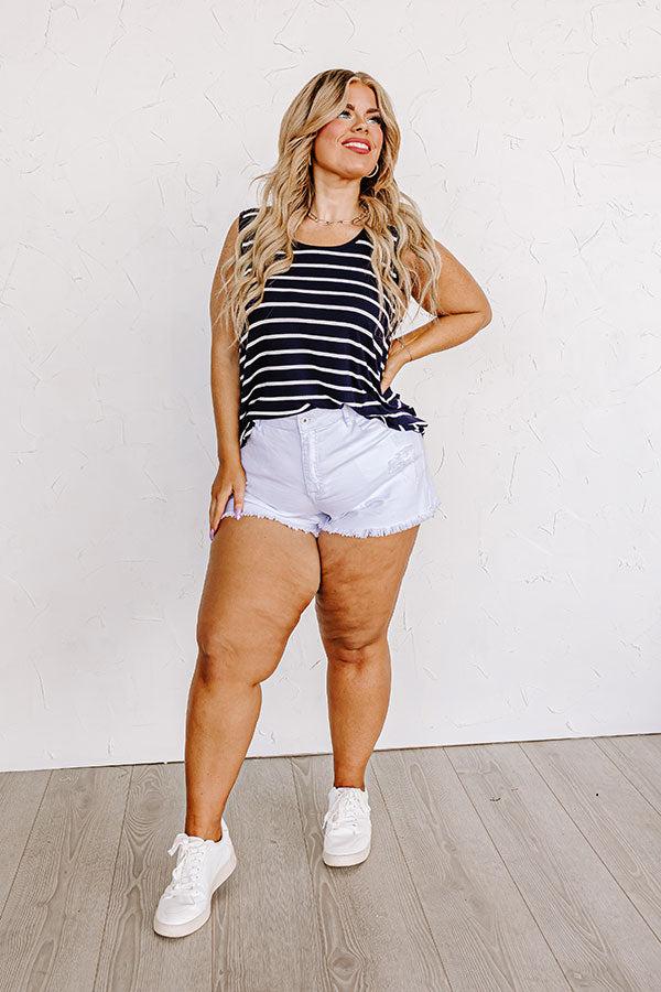 Sweeter In Stripes Shift Tank In Navy Curves Product Image