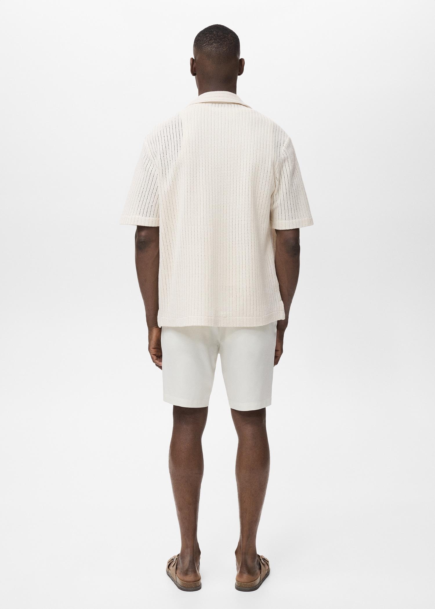 Regular openwork cotton shirt - Men | MANGO USA Product Image