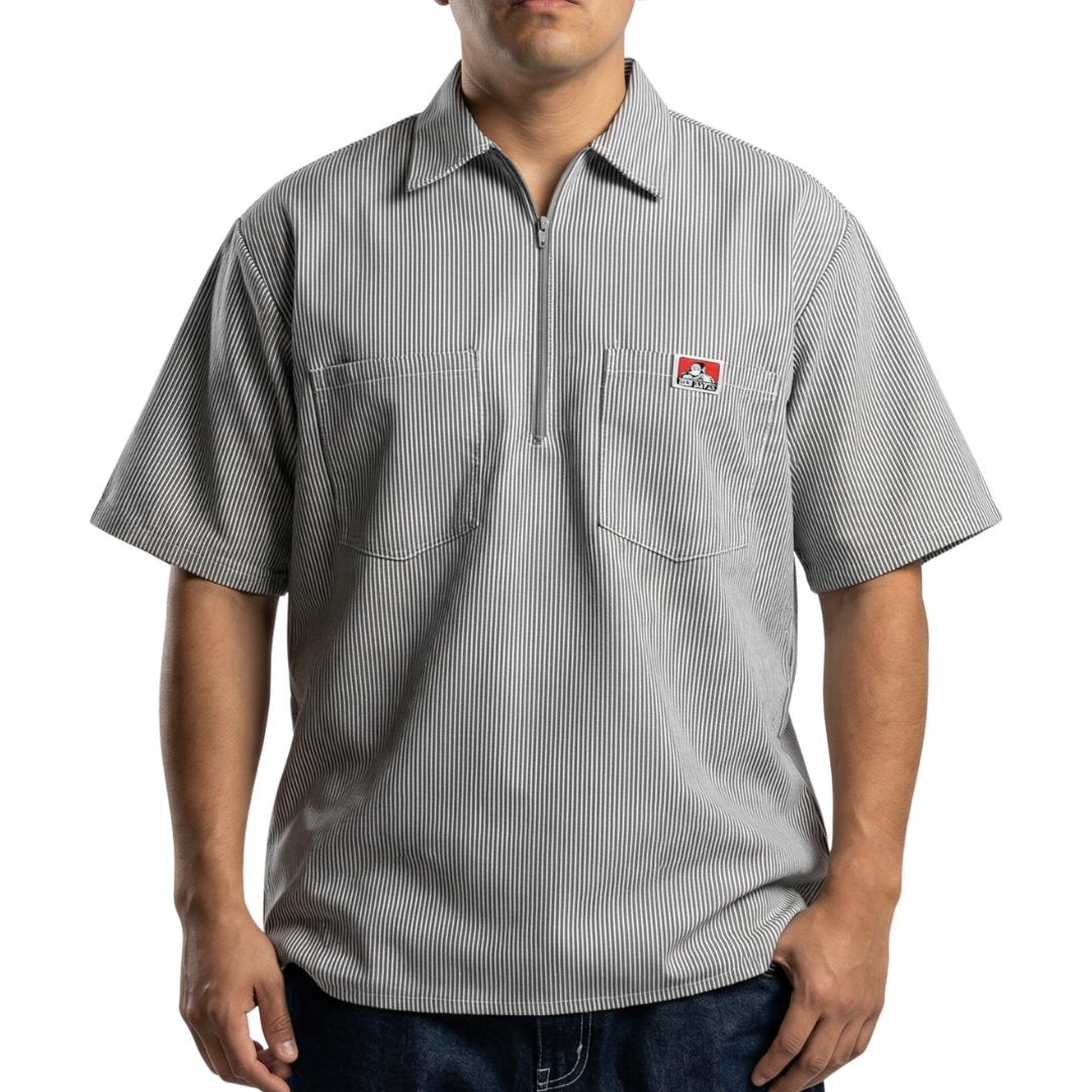 Ben Davis Short Sleeve Striped Half-Zip Shirt Male Product Image