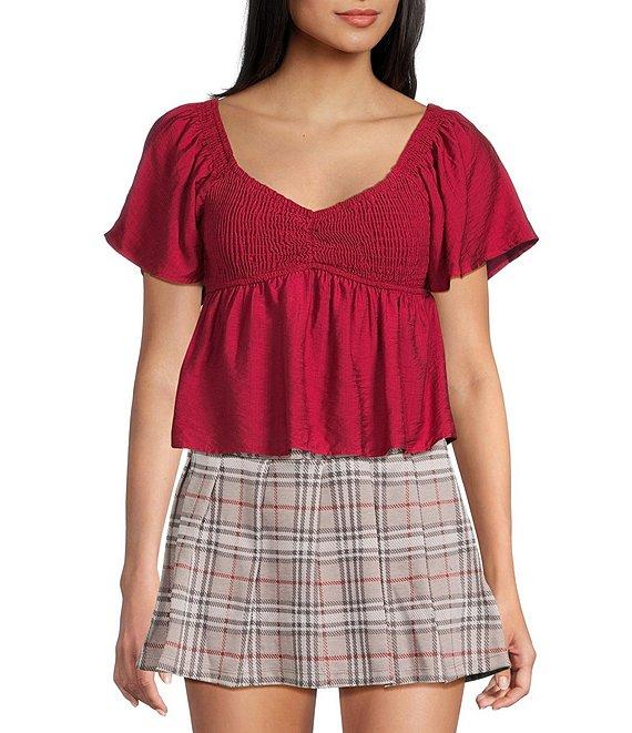 Honey & Sparkle Smocked V-Neck Ruffle Short Sleeve Top Product Image