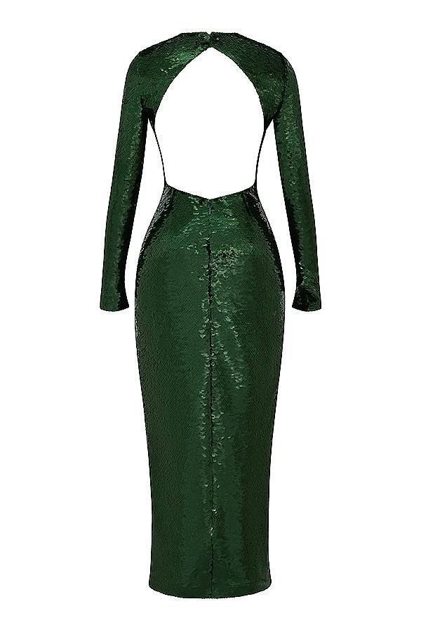 Belle  pine green sequin maxi dress - sale Product Image
