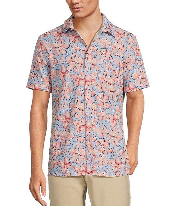 Rowm Rec + Relax Short Sleeve Performance Abstract Floral Print Shirt Product Image