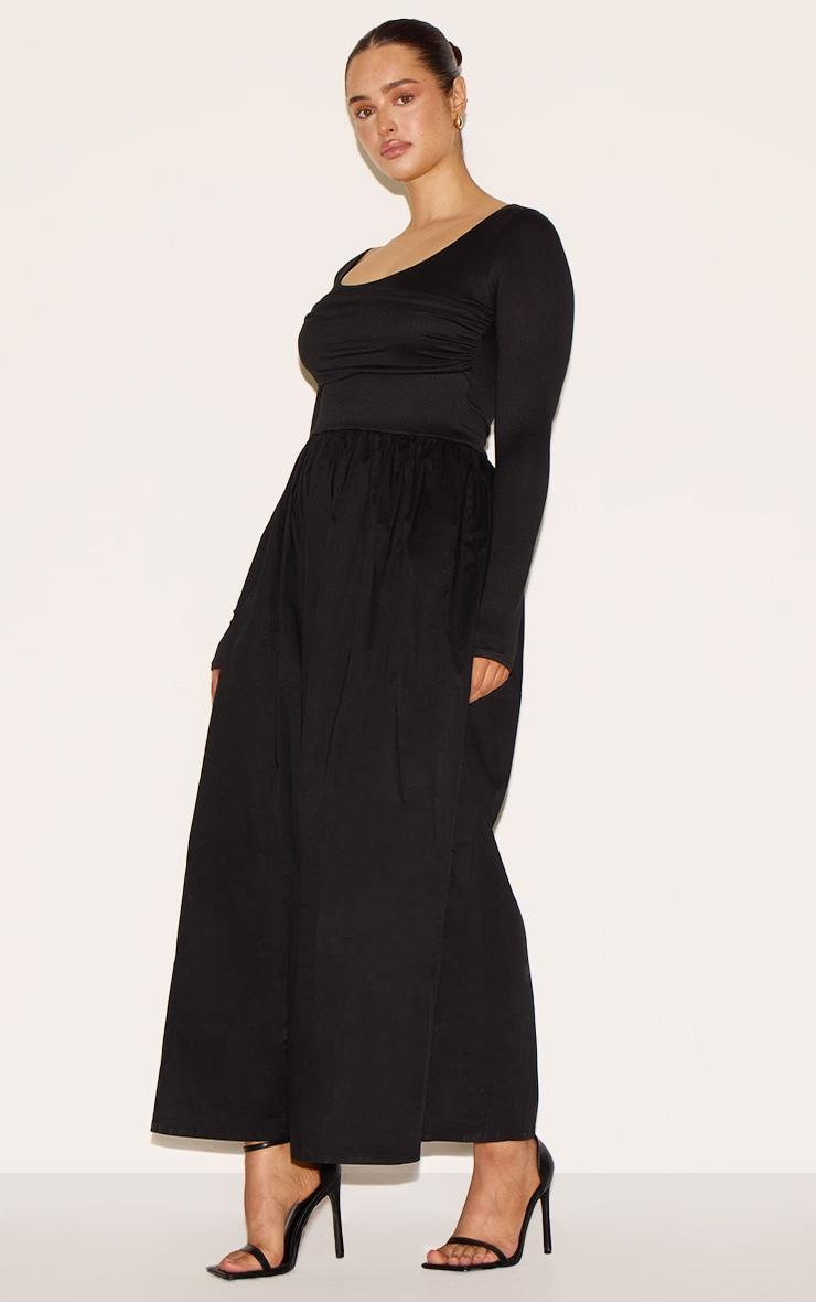 Shape Black Scoop Neck Ruched Bust Maxi Shift Dress Product Image
