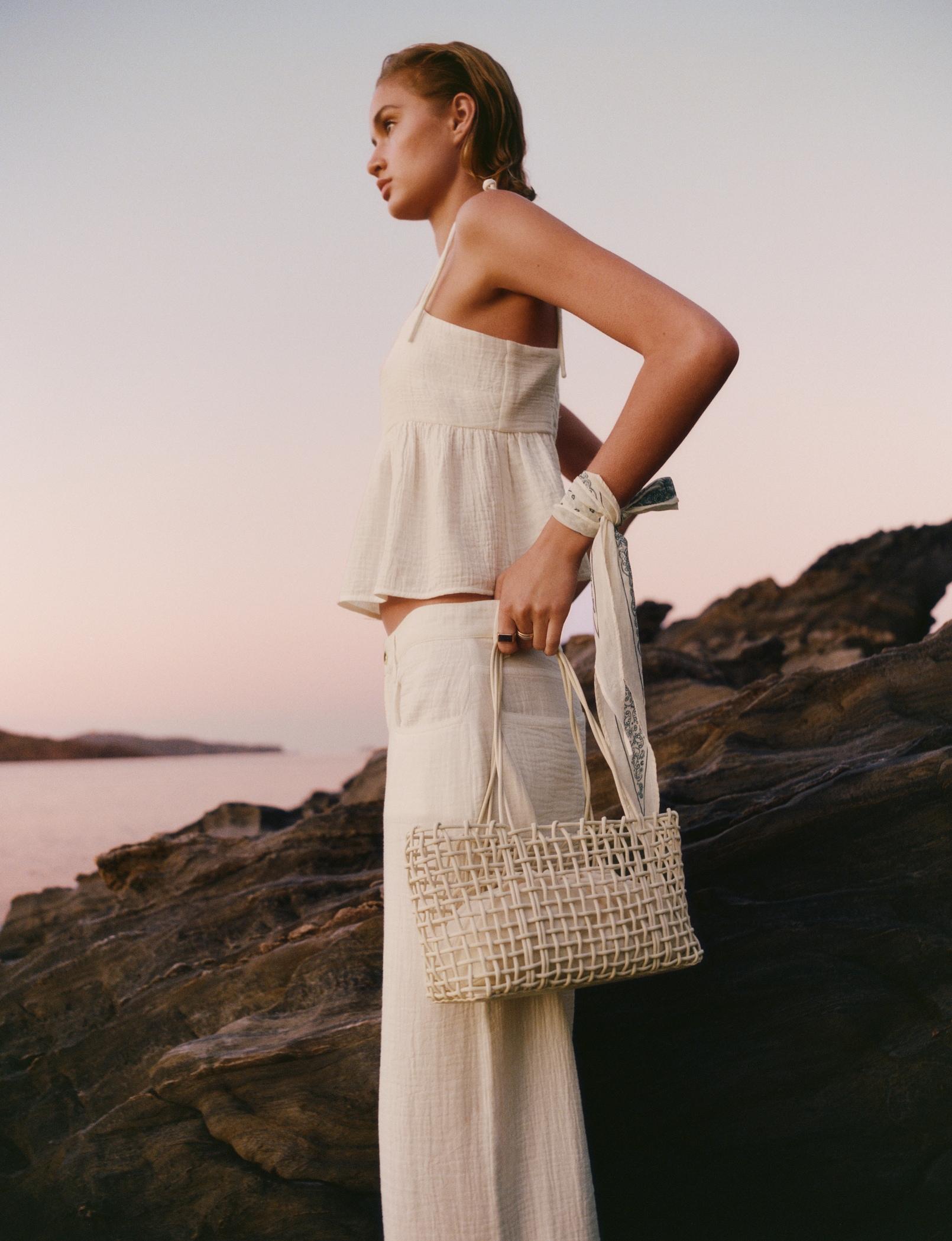 Cotton top with ruffles - Women | MANGO USA Product Image