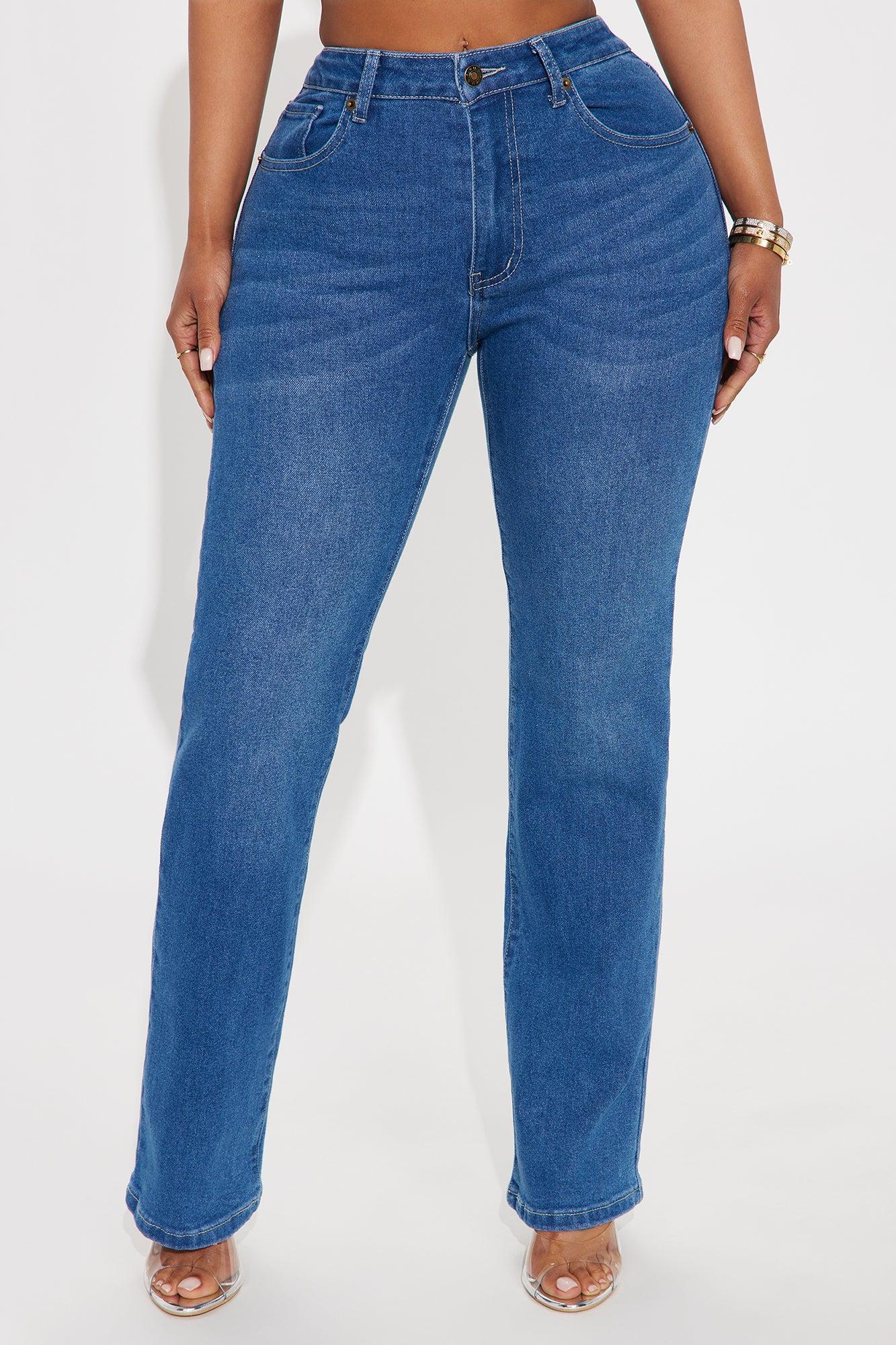 Model Off Duty Straight Leg Jeans - Medium Wash Female Product Image