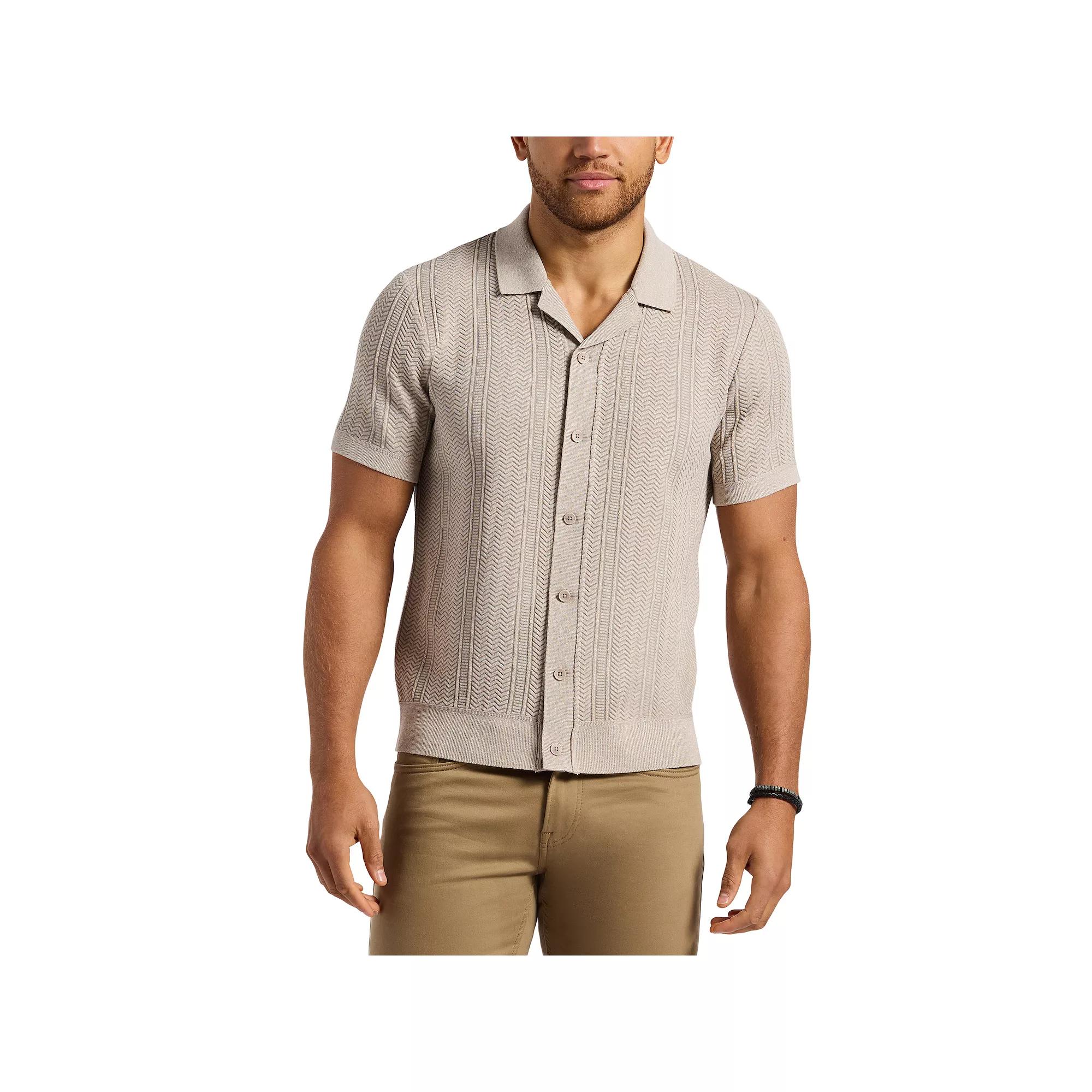 Mens Buffalo Jeans Textured Johnny Collar Cable Knit Design Top Product Image