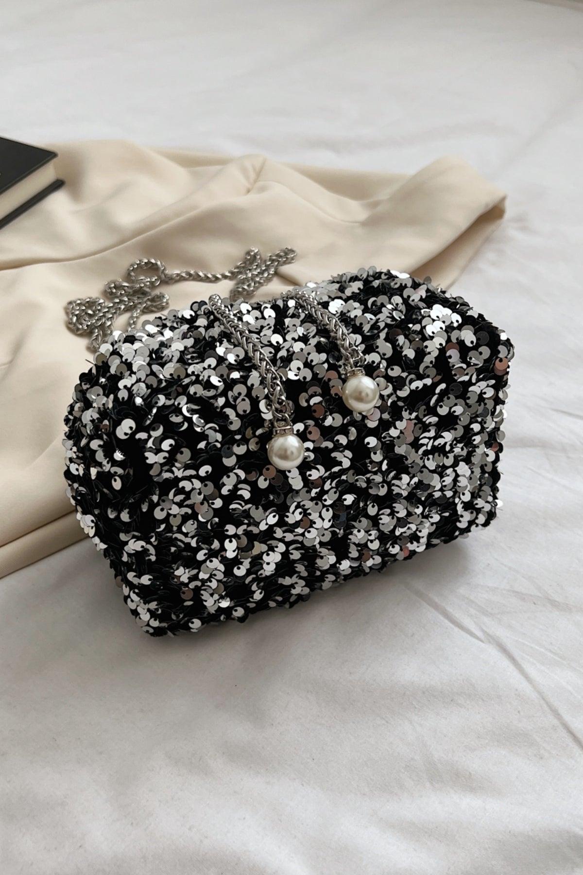 Sequin Chain Drawstring Bucket Bag Product Image