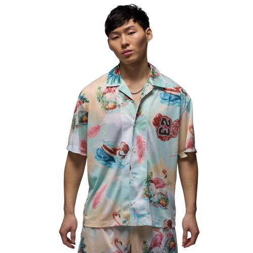 Jordan Mens Jordan Essential SMR PK Printed Camp Top - Mens Sail/Carolina Product Image