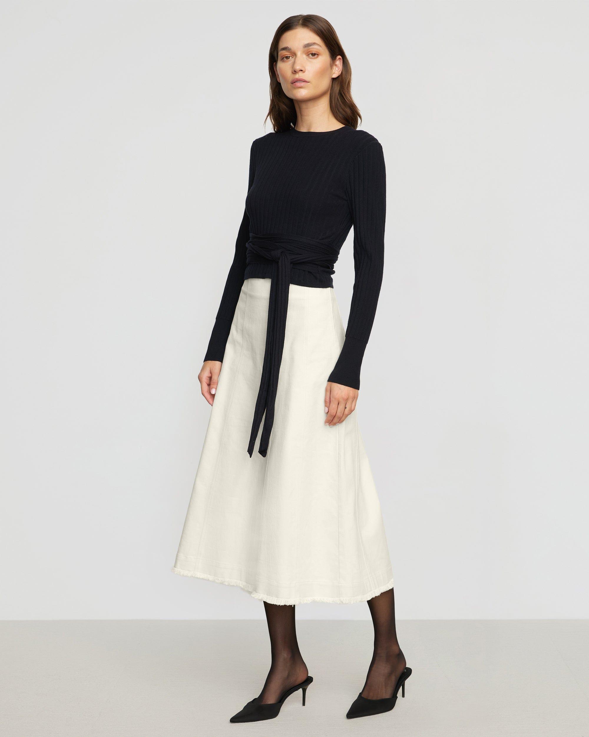Saskia Front-Seam Cotton Twill Skirt Product Image