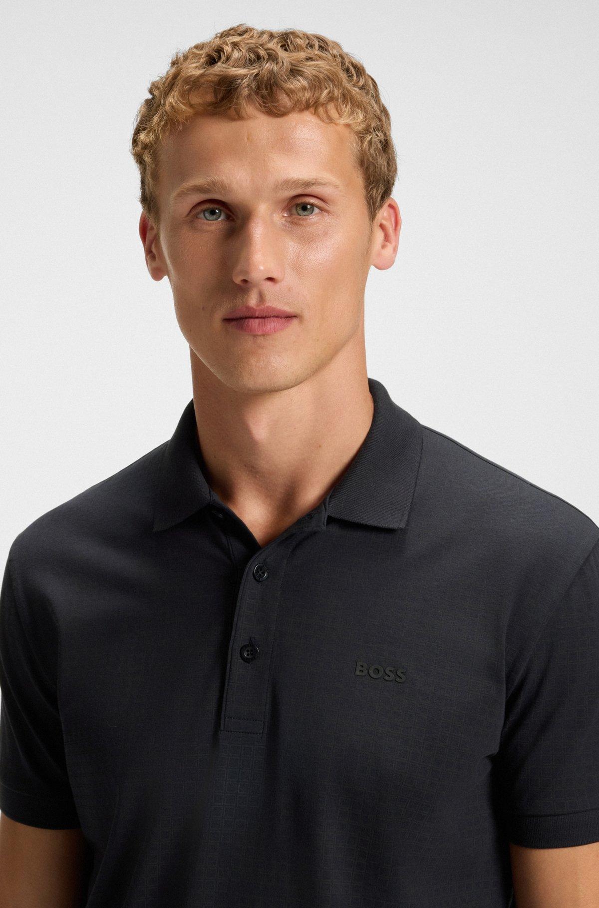 Cotton-piqué polo shirt with all-over print Product Image