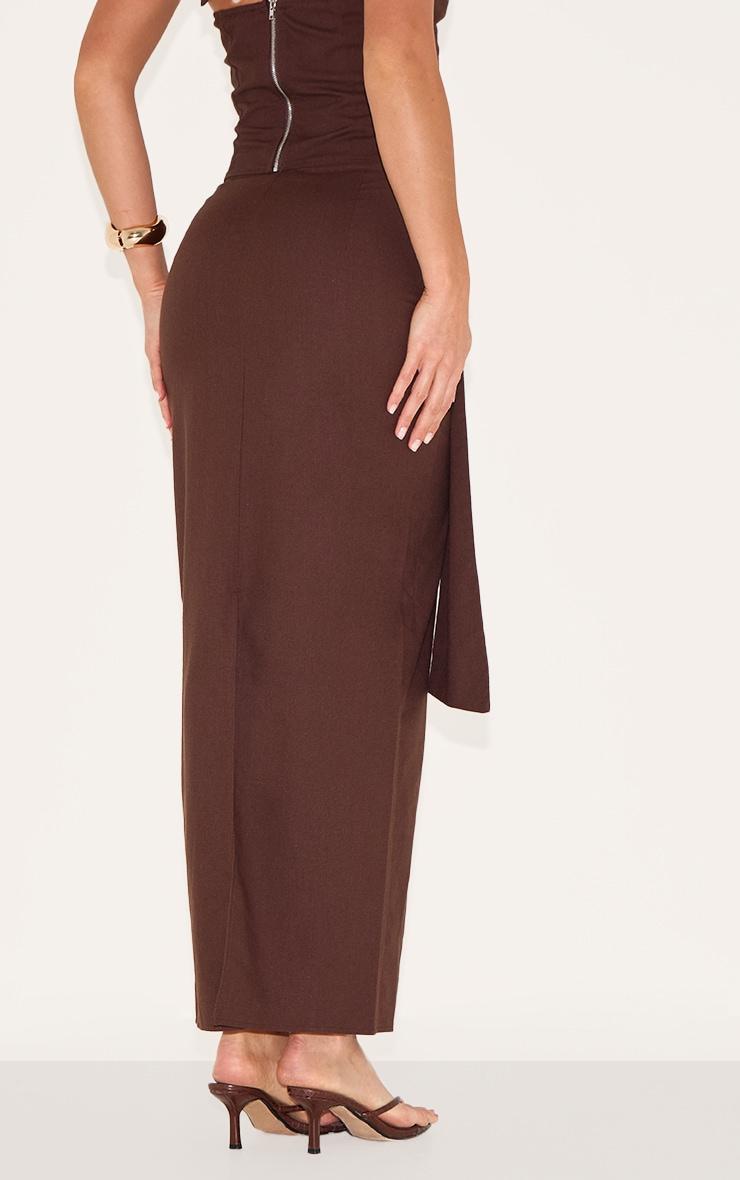 Tall Chocolate Woven Drape Detail Midaxi Skirt Product Image
